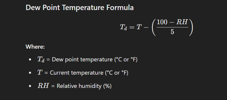 Apparatus dew Point Temperature Formula